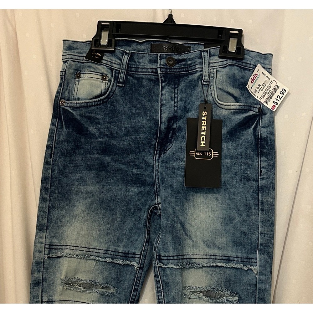 GS-115 Boys Distressed Moto Stretch Jeans